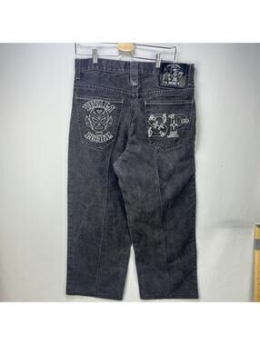 Vintage Southpole Viva La Lucha Baggy Black Denim Jeans 36